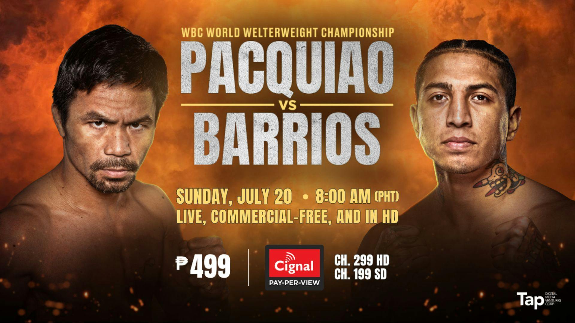 Manny Pacquiao’s comeback fight vs Sonny Barrios to be broadcasted across Cignal platforms